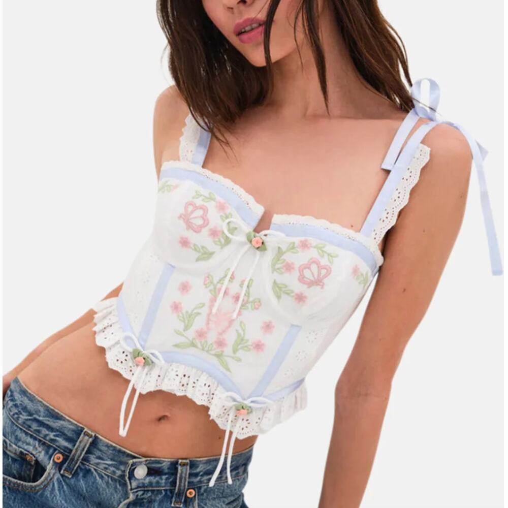 FOR LOVE & LEMONS PATRICIA CORSET TOP WHITE